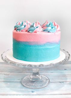 Clever Crumb Baby Reveal DIY Cake Kit, Baby Shower Cake, Christening Cake, Blue and Pink Cake, Baby Mix Sprinkles. Easy Diy Cake, Brushstroke Cake, Baby Reveal Cakes, Pink Ombre Cake, Blue Birthday Cakes, 10 Birthday Cake, Cake Kit, Smooth Cake, Pink Icing