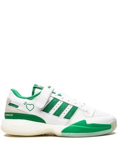 Human Made Forum sneakers from adidas featuring green, white, leather, signature 3-Stripes logo, contrasting panel detail, round toe, front lace-up fastening, logo patch at the tongue, front touch-strap fastening, branded insole and rubber sole. These styles are supplied by a premium sneaker marketplace. Stocking only the most sought-after footwear, they source and curate some of the most hard to find sneakers from around the world.. Human Made, Balenciaga Track, Going Green, Balenciaga Triple S, Derby Shoes, Athletic Sneakers, Espadrille Shoes, Party Shoes, Sneakers White