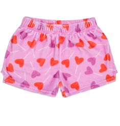 Adorable plush shorts with heart lollipops! Comfy for your little Valentine! Pants With Hearts, Heart Lollipops, Holiday Ice Cream, Heart Lollipop, Tablet Pillow, Cute Lounge, School Cake, Heart Plush, Bear Halloween