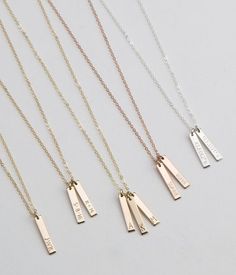 Custom Jewelry Necklaces, Initials Necklace, Cars Ideas, Diamond Bar Necklace, Vertical Bar, Kids Names, Diamond Solitaire Necklace, Gold Name Necklace, Personalized Gifts For Mom