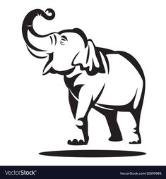 an elephant is standing with its trunk in the air