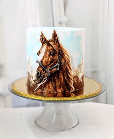 there is a cake with a horse on it