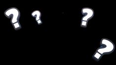 four white question marks on a black background