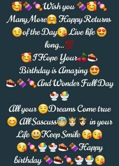 happy birthday wishes for friends with emoticions on the face and words in different languages