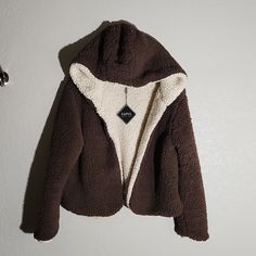 Zaful Forever Young Sherpa Jacket Size Xl Brown Cream Ish Reverse Able New High Low Coat, Red Jacket Women, Brown Corduroy Jacket, Bear Card, Hooded Flannel, Boho Jacket, Flannel Jacket, Wool Blend Jacket, Long Sleeve Plaid Shirt