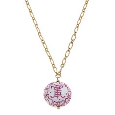 We're loving a pink and white moment! Wear our Francesca Chinoiserie Necklace in Pink & White alone for a chic statement, or layer with your favorite necklaces for a subtle pop of color. DETAILS: Base Metal With Worn Gold Plating Painted Porcelain 17" Adjustable Length White Feminine Jewelry With Delicate Chain, White Delicate Chain Feminine Jewelry, Feminine White Jewelry With Delicate Chain, White Delicate Chain Necklace, Pink Delicate Round Necklace, Pink Pendant Charm Necklace With Delicate Chain, White Necklace With Delicate Chain, Pink Round Charm Necklace With Adjustable Chain, White Feminine Necklace With Adjustable Chain