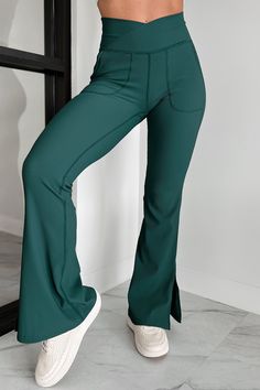 75% NYLON, 25% SPANDEX KNIT Brand: Rae Mode Model Wearing Size Small Color: Midnight Green Ribbed Material Cross-Over Waistband Side Pockets Flared Leg Side Split Hems Fabric Has Good Stretch 10" Front Rise / 12" High Rise 32" Inseam For Model Size Specs Please Check Size Charts Launched: 4/12/24 Midnight Green, Flared Leggings, Good Stretches, Side Split, Split Hem, Size Charts, Split, High Rise, Product Launch