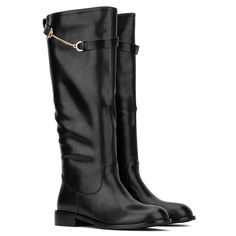 The round toe Serafina boot is the perfect blend of simple and classy. Carefully embellished by a delicate metallic chain, inner zipper and short heel. Fall Chain Strap Boots With Round Toe, Fall Boots With Chain Strap And Round Toe, Chain Detailed Round Toe Boots For Fall, Chain Boots With Round Toe For Fall, Chain-detail Round Toe Boots For Fall, Chain-detailed Round Toe Boots For Fall, Elegant Formal Boots With Chain Detail, Elegant Formal Boots With Chain, Elegant Formal Boots With Chain Strap