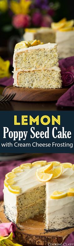 lemon poppy seed cake with cream cheese frosting