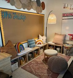 a child's playroom with lots of toys and decor