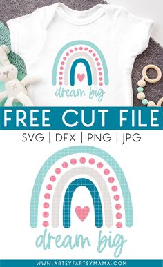 the free cut file for svg and dx designs is shown with an image of a