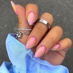 50+ Summer Nails To Give You Inspiration! - Prada & Pearls Her Nails, Dots Nails, Rainbow Nails, Pretty Acrylic Nails, Chic Nails, Nail Arts, Gorgeous Nails, Cute Acrylic Nails, Blue Nails