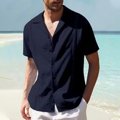 Season:Summer; Fabric:Cotton And Linen; Sleeve Length:Short Sleeve; Look After Me:Wet and Dry Cleaning,Washable; Gender:Men's; Style:Comfortable,Fashion; Tops Type:Summer Shirt,Beach Shirt,Guayabera Shirt,Linen Shirt,Shirt; Occasion:Hawaiian,Streetwear,Casual,Daily,Holiday,Vacation; Pattern:Plain; Neckline:Camp Collar; Listing Date:05/23/2023; Bust:; Length:; Shoulder Width:; Sleeve: Mens Shirts Online, Guayabera Shirt, Shirt Linen, Navy Blue Shorts, Beach Shirt, Beach Shirts, Clothing Apparel, Blue Shorts, Comfortable Fashion