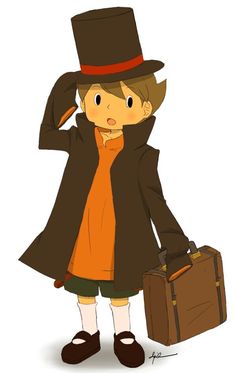 a person with a suit case and hat