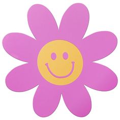 a pink flower with a smiley face drawn on it