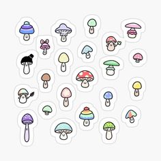 various types of mushrooms sticker