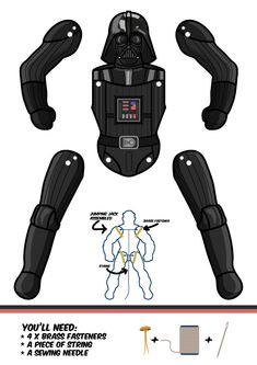 a paper model of darth vader from star wars with instructions to make it