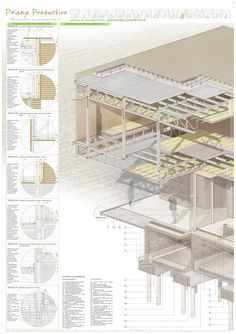 an architectural drawing shows the details of a building's roof and its surrounding walls