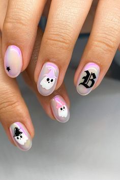 Halloween Nail Art Easy, Nail Art Halloween, Halloween Nails Easy, Halloween Press On Nails, Cute Halloween Nails, Nice Nails, Nagel Tips, Halloween Nail Art