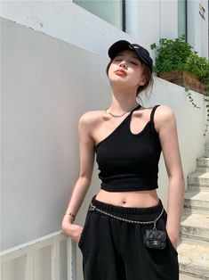 Best paired with jogger pants Perfect for dance practices Cropped length Slim fit Bra Top Outfit, Thigh Wrap, Kpop Crop Top, Black Lace Crop Top, Turtle Neck Crop Top, Minimal Chic, Lace Crop Tops, Kpop Fashion, Bra Tops