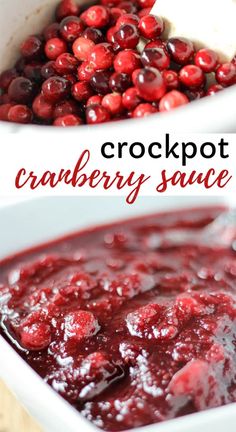 cranberry sauce in a white casserole dish with fresh cranberries