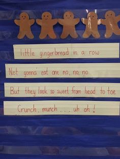 a bulletin board with gingerbreads written on it