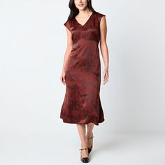 You'll feel chic wearing this satin floral-print dress from the a.n.a women's collection. Made from a beautiful earthy hued silky fabric, this pullover midi dress has a v-neck, short dolman sleeves and a flatterin flowy a-line silhouette. Finish the look with pumps or heels. Closure Type: Pullover HeadNeckline: V NeckSleeve Length: Short SleeveSleeve Style: Dolman SleeveApparel Length: 47.5 InchesDress Length: Long LengthFiber Content: 70% Rayon, 30% PolyesterFabric Description: SatinCare: Tumbl Large Dresses, Women's A Line Dresses, Small Dresses, A Line Dresses, Large Dress, Medium Dress, Small Dress, Dress Ideas, Dress Black