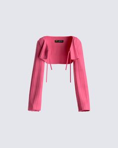 Fierce and fabulous 💥 Sometimes you just need a lil extra pop to your fit. The cutest pink shrug cardigan, throw over any top to complete the look 💕 Bright Pink Clothes, Legally Blonde Outfits, Pink Cardigan Outfit, Pink Shrug, Pink Tweed Jacket, 2000s Japanese Fashion, Pretty Cardigans, Welcome To The Future, Cardigan Pink