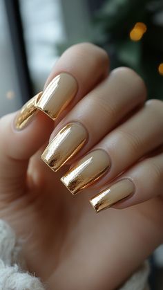 Elegant Fall Nails Square, Gold Nails Square, Elegant Fall Nails, Square Fall Nails, Fall Nails Square, Fall Toe Nails, Engagement Nails, Tips Nails, Fall Nail Ideas