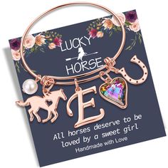 PRICES MAY VARY. ♘Material♘ The horse charm bracelet is made of high quality 316L stainless steel, nickel-free, lead-free, cadmium-free and hypoallergenic. High polished and oxidation resistant, bright and shinny, never rust or get tarnished. ♘Size♘ Horse gifts for girls bracelet inner diameter is 2.5 inch, 0.7" x0.7" horse charm. Horse jewelry is adjustable and fits any size wrist, smooth edges comfort to daily wear. ♘180-Day Guarantee♘We offer a hassle-free 180-DAY money-back guarantee, to ens Teen Girl Birthday Gifts, Horse Charm Bracelet, Horseshoe Bracelet, Charm Bracelets For Girls, Girls Bracelet, Bracelet For Girls, Horse Bracelet, Pearl Charm Bracelet