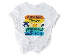 *All sales are final and we do not accept returns.If we make a mistake, we will send a replacement product. *The best way to get the size you need is to measure the one that best suits you or your child and get the same length and width using the size chart. Custom Print T-shirt For Beach Vacation, Family Vacation T-shirt With Custom Print, Customizable Cotton T-shirt For Vacation, Customizable Fun Summer T-shirt, Customizable Short Sleeve T-shirt For Vacation, Fun Crew Neck T-shirt For Family Vacation, Customizable Graphic Tee For Summer, Custom Print Crew Neck T-shirt For Family Vacation, Customizable Tops For Summer Vacation