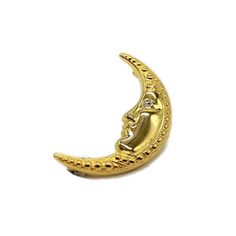 Crescent Man in the Moon Brooch Pin, in Gold Tone With Clear Rhinestone Eye, Moon Jewelry - Etsy Lobster Jewelry, Moon Brooch, Man In The Moon, In The Moon, Wood Bead Necklace, Hippie Earrings, Chunky Bracelets, Celestial Jewelry, Moon Jewelry