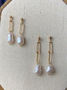 This stunning set of 8 baroque pearl earrings feature naturally shaped freshwater pearls embraced in 14K gold filled. The pearls are beautifully unique, creating an elegant and timeless look. Handmade Gift Ship from: California Measurement：9-10MM Materials: Freshwater pearls,14K gold filled Length：33MM/42MM Delicate Baroque Pearl Dangle Jewelry, Baroque Pearl Drop Dangle Earrings, Baroque Pearl Dangle Earrings For Gift, Gold Baroque Pearl Dangle Earrings, Yellow Gold Baroque Pearl Charm Earrings, Baroque Pearl Earrings, Drop Earring, Baroque Pearls, Freshwater Pearls