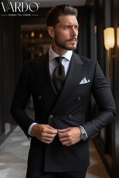 >>ORIGINAL ARTWORK AND CONTENT, PLEASE DO NOT COPY<< Men Suits, Suits For Man, Elegant Black Double Breasted Suit for Men | Classic  Formal Attire, Formal piece Wedding Suit, Double Breasted, Formal Fashion Slim Fit Suit. Elevate your style with this timeless black double-breasted suit, meticulously crafted for the modern gentleman. This suit exudes sophistication and confidence, making it the ideal choice for formal occasions and special events. Expertly tailored for a perfect fit, it features a luxurious blend of comfort and style. ✨ Key Features: 👔 Premium Black Suit: Crafted from high-quality materials for durability and elegance. 🤵 Classic Double-Breasted Design: A nod to traditional style with a contemporary twist. 🌟 Versatile Formal Wear: Ideal for weddings, galas, and other form Black Suit Double Breasted Men, Double Breasted Black Tuxedo, Black Wedding Suits Men, Double Brest Suit Men, Black Suit Men Formal Classy, Black Double Breasted Suit Men, Stylish Suits For Men, Black Tie Men, Black Wedding Suit