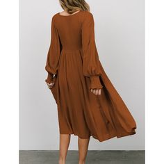 Brown Polka Dot Pleated V Neck Long Sleeve Dress V Neck Long Sleeve Dress, Brown Polka Dots, Midi Dresses, Women Dresses, Sleeve Dress, Dresses Midi, Polka Dot, Polka Dots, Dresses With Sleeves