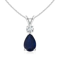 ANGARA Product_Description:- This classic solitaire pendant features a pear-shaped sapphire secured in a prong setting. A brilliant round diamond sits atop the blue gemstone adding to the design's charm. Simple yet appealing, this sapphire pendant in 14K Solid Gold is crafted with a lustrous v-bale. Features:- 1.52 ct Blue Sapphire and 0.16 ct Diamond. Crafted in 14K Solid Gold. We offer high-quality gemstone jewelry in a variety of stunning designs. The exceptional craftsmanship ensures that ev Queens Jewels, Tanzanite Pendant, Blue Sapphire Pendant, September Birthstone Jewelry, Sapphire Solitaire, Gemstone Engagement, Sapphire Pendant, Jewelry Style, Teardrop Necklace