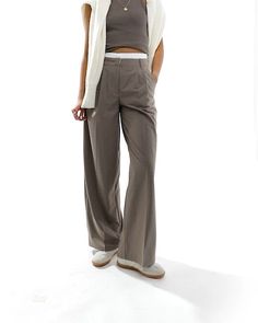 Wide Leg Pants by Bershka Fancypants High rise Boxer detail Functional pockets Relaxed fit Brown Relaxed Fit Wide Leg Parachute Pants, Bershka Trousers, Luxury Brown Relaxed Fit Pants, Brown Wide-leg Parachute Pants With Side Pockets, Non-stretch Brown Wide Leg Pants With Pockets, Tailored Pants, Tailored Trousers, Brown Fashion, Wide Leg Pants