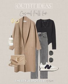 Coatigan Outfit Fall, Fall Date Outfits 2023, Casual Fall Outfits 2023 With Sneakers, Pants Leather Outfit, Date Outfit Ideas Fall, Autumn Date Night Outfit, Casual Night Outfit, Fall Date Night Outfit Casual, Ysl Outfit