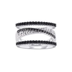 Worn together or individually, these Stella Grace black and white diamond stack rings add a stylish touch to your outfits.Click on this JEWELRY & WATCHES GUIDE to learn about fit, styles, materials and more! Includes: 3 rings Width: 7 mm Metal: sterling silver Plating: rhodium Finish: polished Packaging: boxedDIAMOND DETAILS Total weight: 5/8 ct. Color: black, white Shape: round Setting: prong, buttercup Gemstones may have been treated to enhance their appearance. Special care may be required. P Fine Jewelry Stackable Black Diamond Rings, Fine Jewelry Rings With Black Diamonds And Cubic Zirconia, Diamond White Rings With Black Diamonds, Diamond Stacks, Stacking Ring Set, Buy One Get One, Stacking Rings, White Diamond, Ring Sets