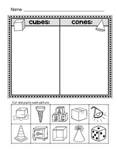 the cubes worksheet is shown in black and white, with different objects on it