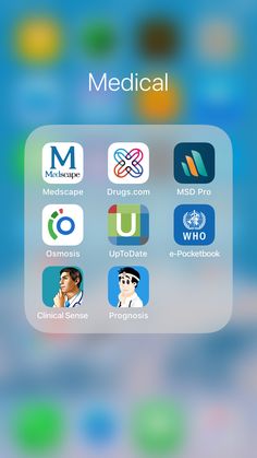 the medical app on an iphone screen with icons and buttons for each icon, which are in different colors