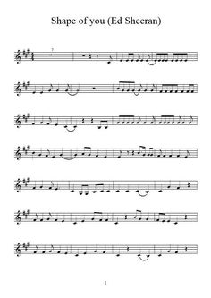 sheet music with the words shape of you'd sheram written in black and white