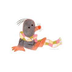 a drawing of a stuffed animal holding a carrot