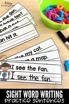 sight word writing practice for kids to practice their handwriting skills with pictures and words on them