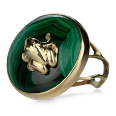 Annette Ferdinandsen Frog Prince Malachite Ring | Quadrum Gallery Princes Ring, Anthony Lent, Gold Branches, Malachite Ring, Hudson Valley Ny, Waiting Patiently, Chestnut Hill, Branch Ring, Sun Stone