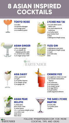 Asian Inspired Cocktails Sake Lychee Martini, Asian Inspired Drinks, Asian Inspired Cocktails Drinks, Asian Alcoholic Drinks