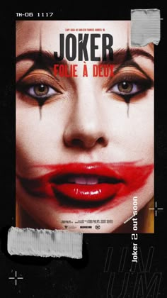 a movie poster with the face of a woman wearing makeup and red lipstick on it