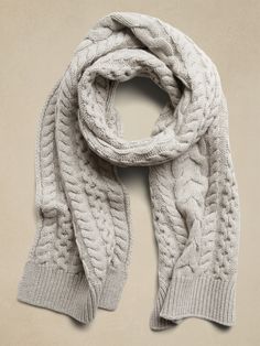 Cable Cashmere Scarf | Banana Republic Thick Knit Scarf, Sophie Beckett, Cable Knit Scarf, Dr Wardrobe, Grade Book, Cable Stitch, Grey Scarf, School Style, Knit Stitch