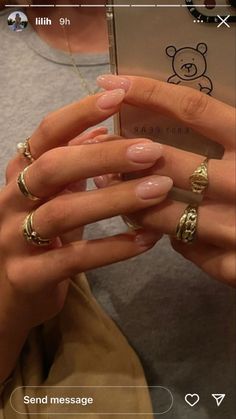 Soft Nails Colors, French Tip Ideas Round Nails, The Perfect French Nails, Neutral Girly Nails, Engagement Nails Elegant, Neutral Short Coffin Acrylic Nails, Almond Nails Put It In Neutral, Natural Oval Nails Designs, Real Almond Nails