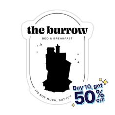 the burrrow bed and breakfast sticker is on sale for $ 5 50 each